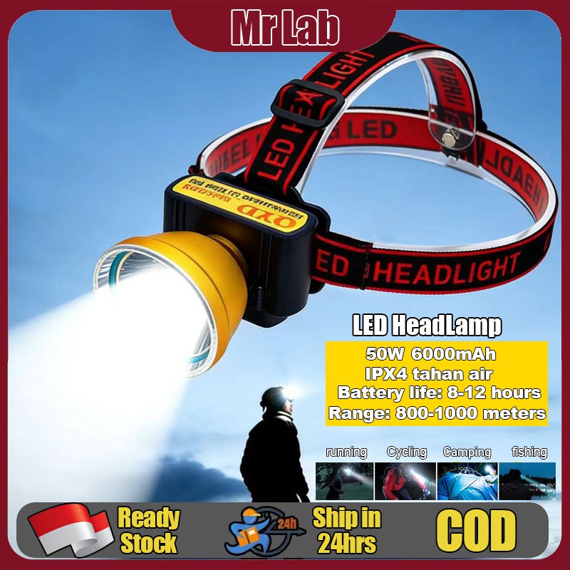 Senter Kepala LED QYD Q268 Super Terang Anti Air Cas USB Tahan Lama