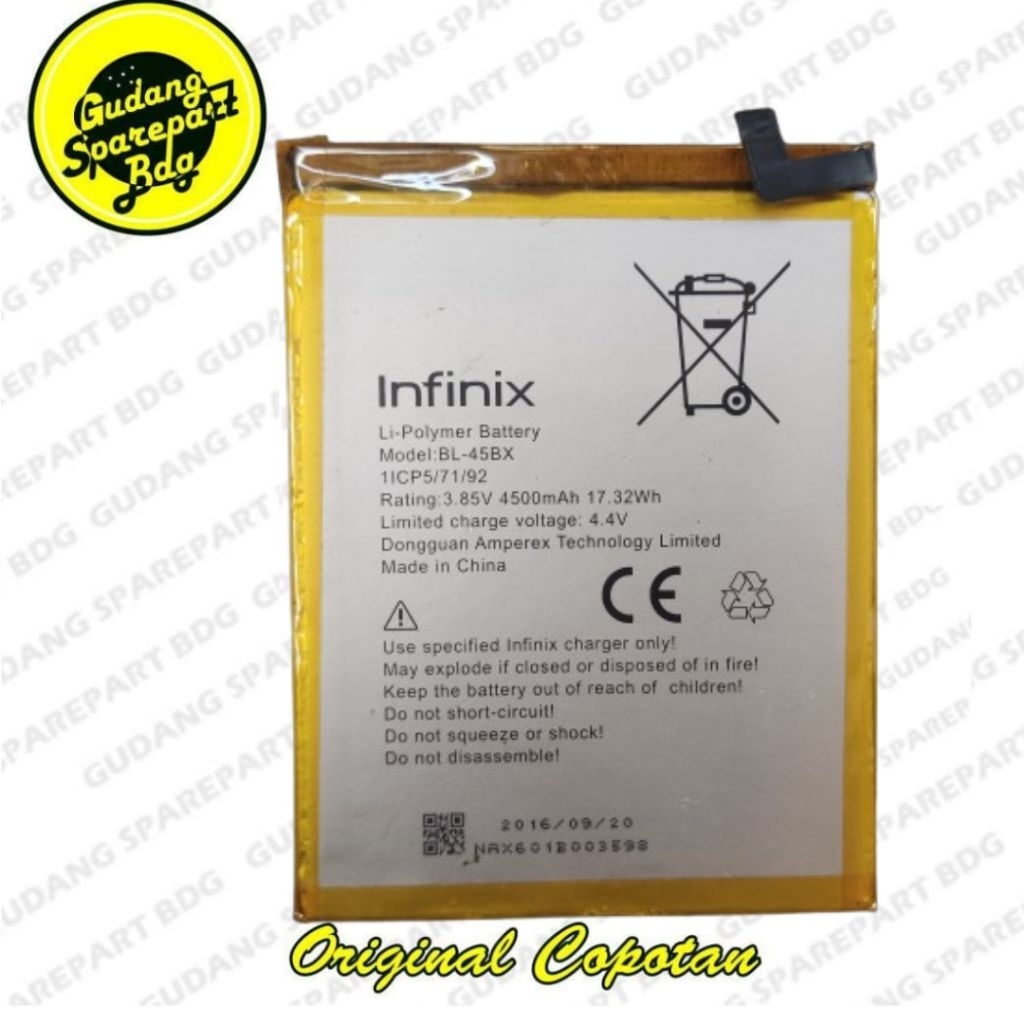 Baterai  Infinix Note 3 Pro x602 BL-45BX 4500mAh Second Original Copotan