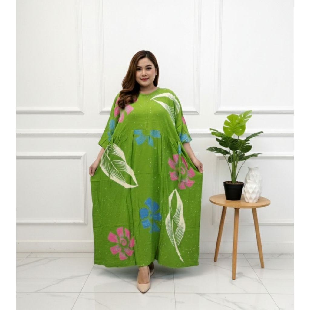 DASTER BATIK JUMBO LD 140 SEKDRESS MAURA BAHAN RAYON PREMIUM GAUN MOTIF BUNGA RESLETING DEPAN BUMIL 
