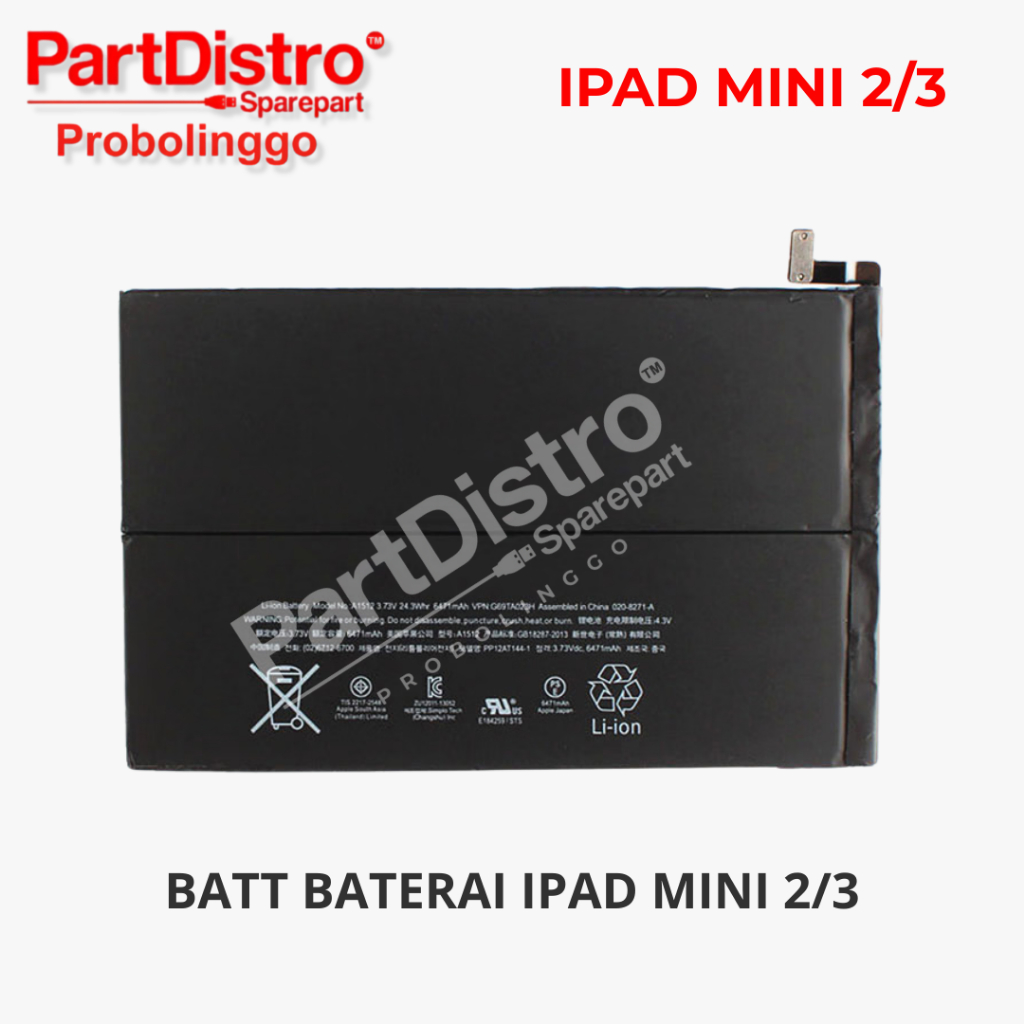 BATT BATERAI IPAD MINI 2/3 / 2 / 3 ORIGINAL OEM BERGARANSI