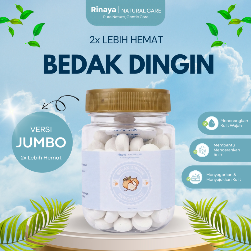 Rinaya Natural Care Bedak Dingin Mencerahkan Wajah Ukuran Jumbo Hemat Murah