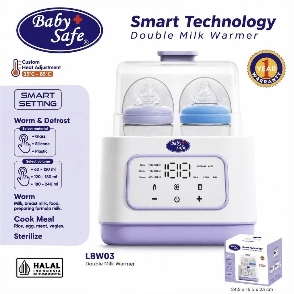 BABY SAFE SMART TECHNOLOGY DOUBLE MILK WARMER LBW03/ALAT PENGHANGAT SUSU MULTIFUNGSI LBW03