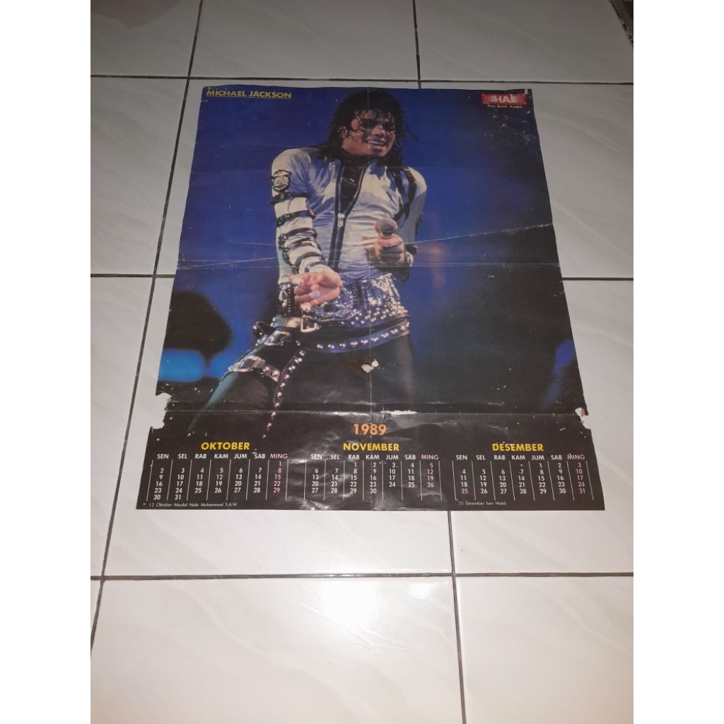 Poster lawas dari majalah HAI tahun 1989 - Michael Jackson (Belakang polos, minus)