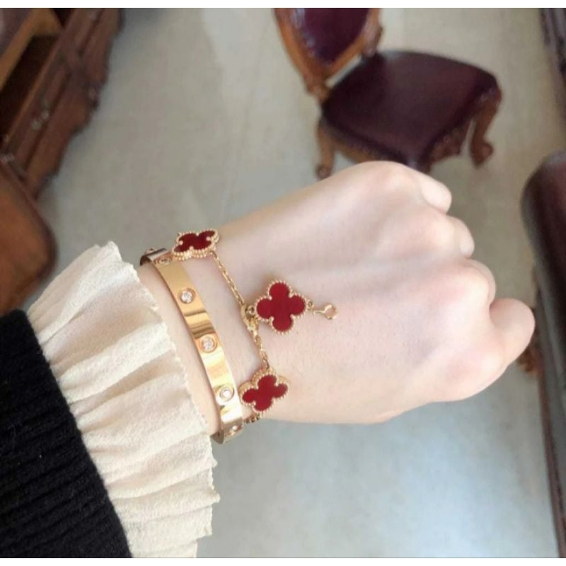 Set Gelang Clover Titanium Wanita - Gelang Nagita Titanium Wanita Set Gelang Clover