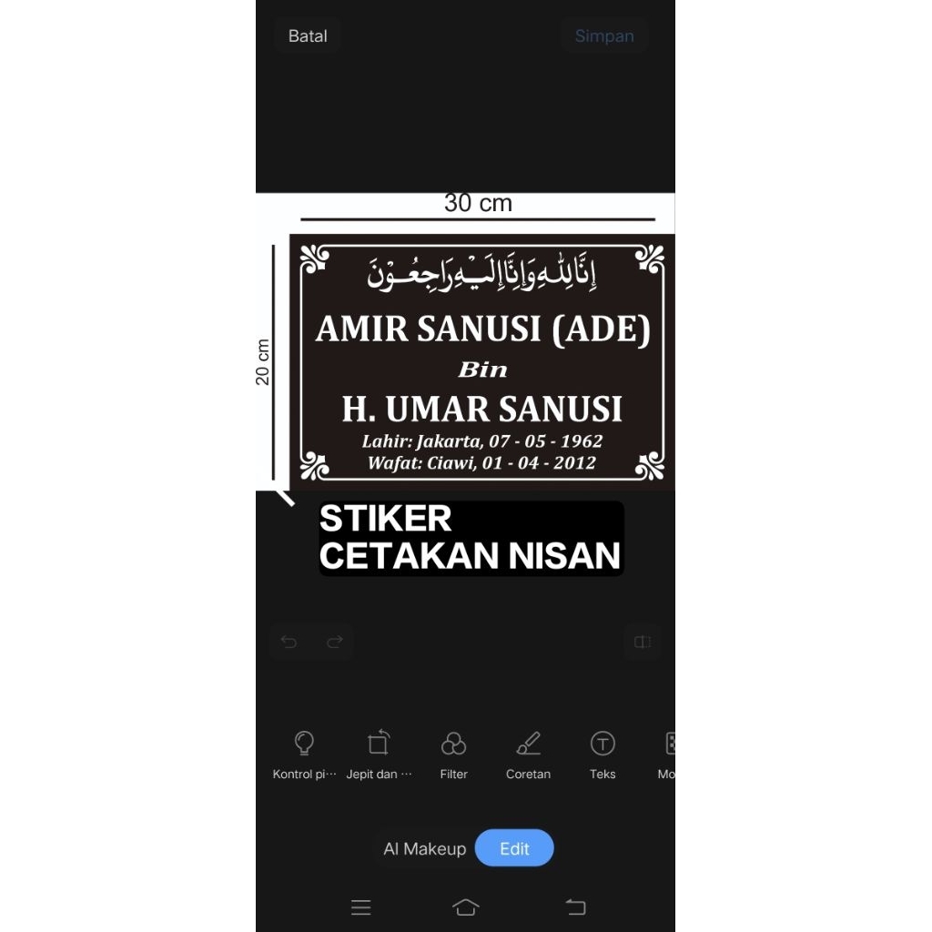 STIKER POLA PRASASTI, STIKER BATU NISAN, CETAKAN POLA BATU NISAN