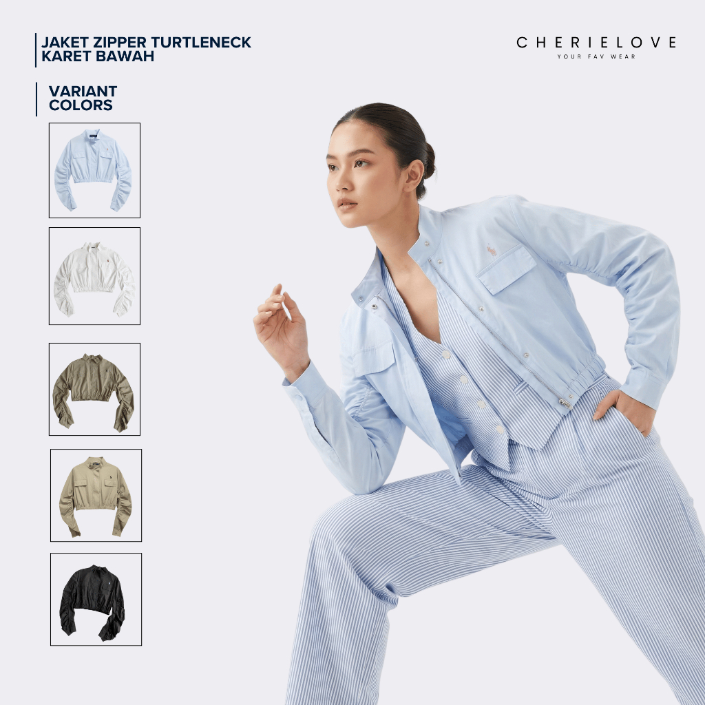 OLOP Jaket Zipper Turtleneck Karet Bawah