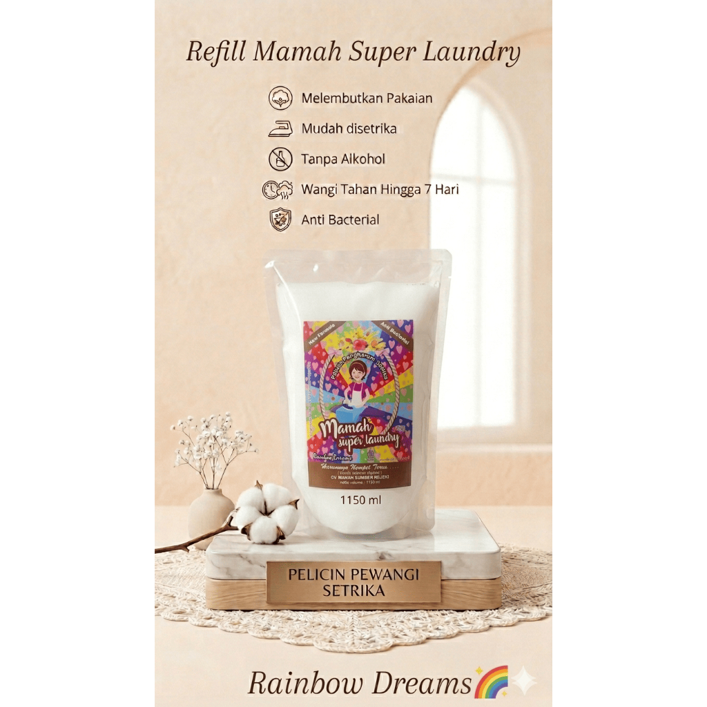 (REFILL/POUCH) RAINBOW DREAM Pewangi Setrika MAMAH SUPER LAUNDRY | Pewangi Laundry | Parfum Setrika