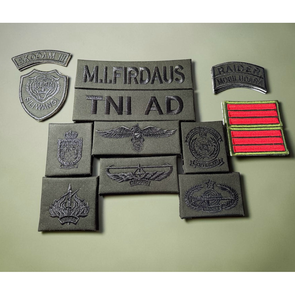 BORDIR TNI PAPAN MAMA ATRIBUT PDL TNI (kain keras), papan nama PDL TNI, Bordir atribut PDL TNI, Bord