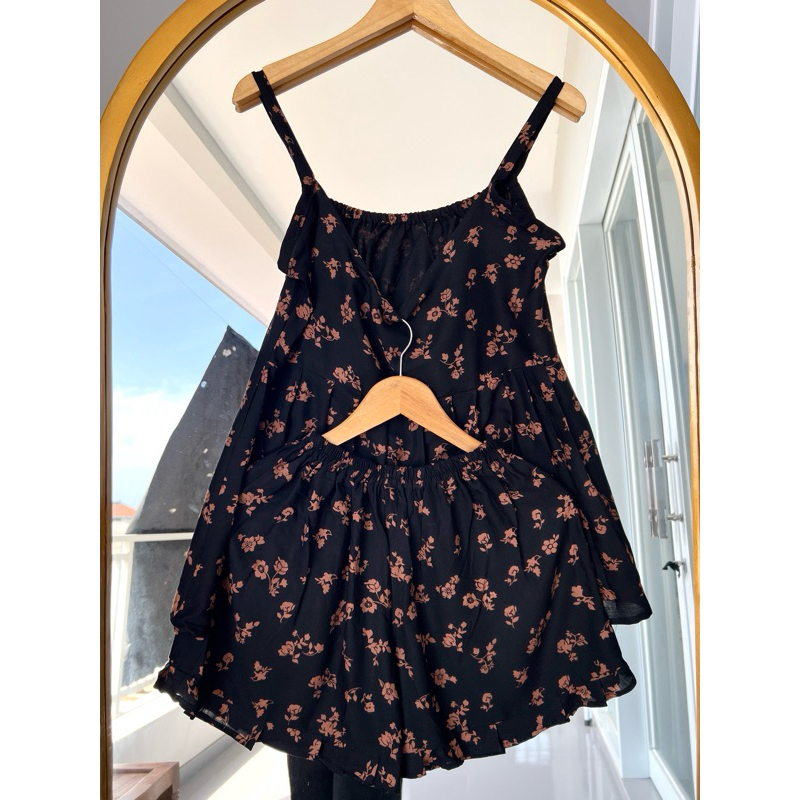 [AHN] Setelan Tanktop dan Celana Pendek Wanita Bahan Rayon Motif Adem dan Lembut