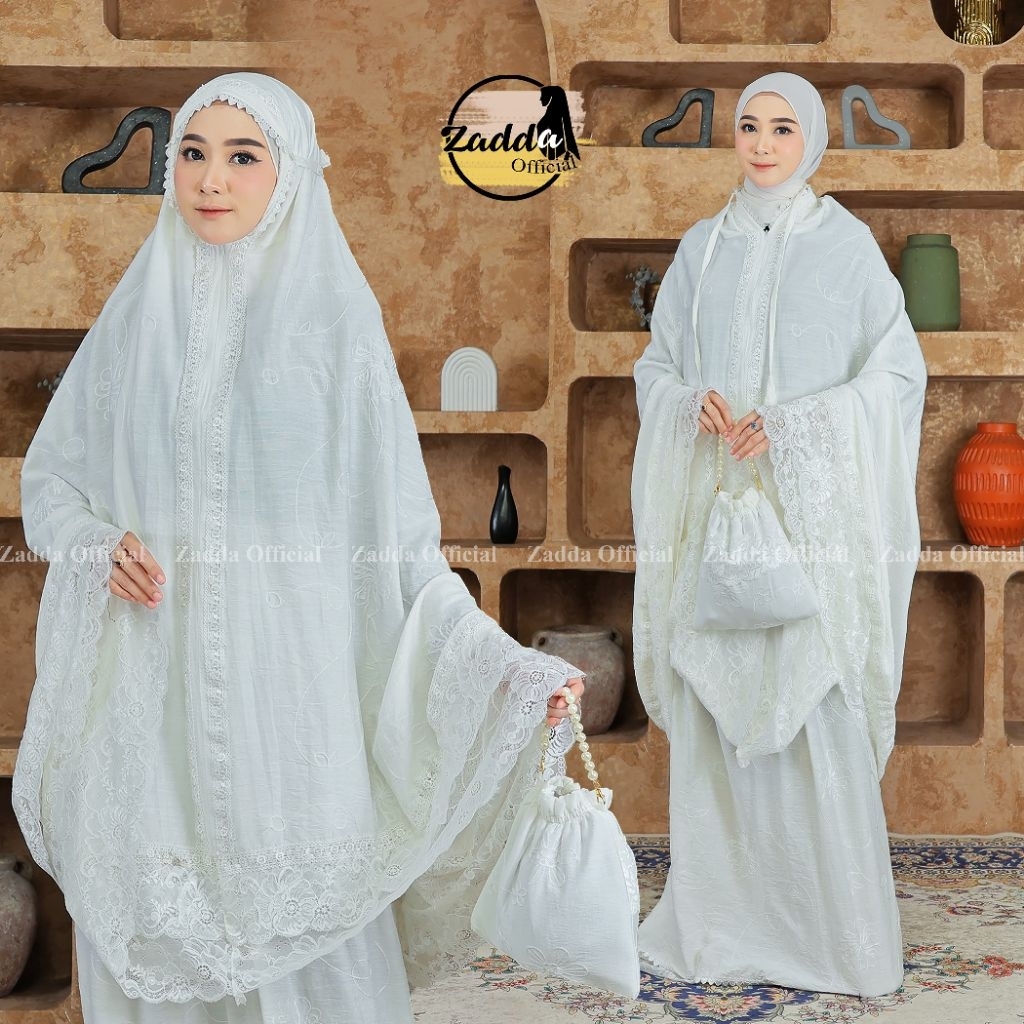 MUKENA POLOLINEN JUMBO MUKENA PUTIH BORDIR CANTIK