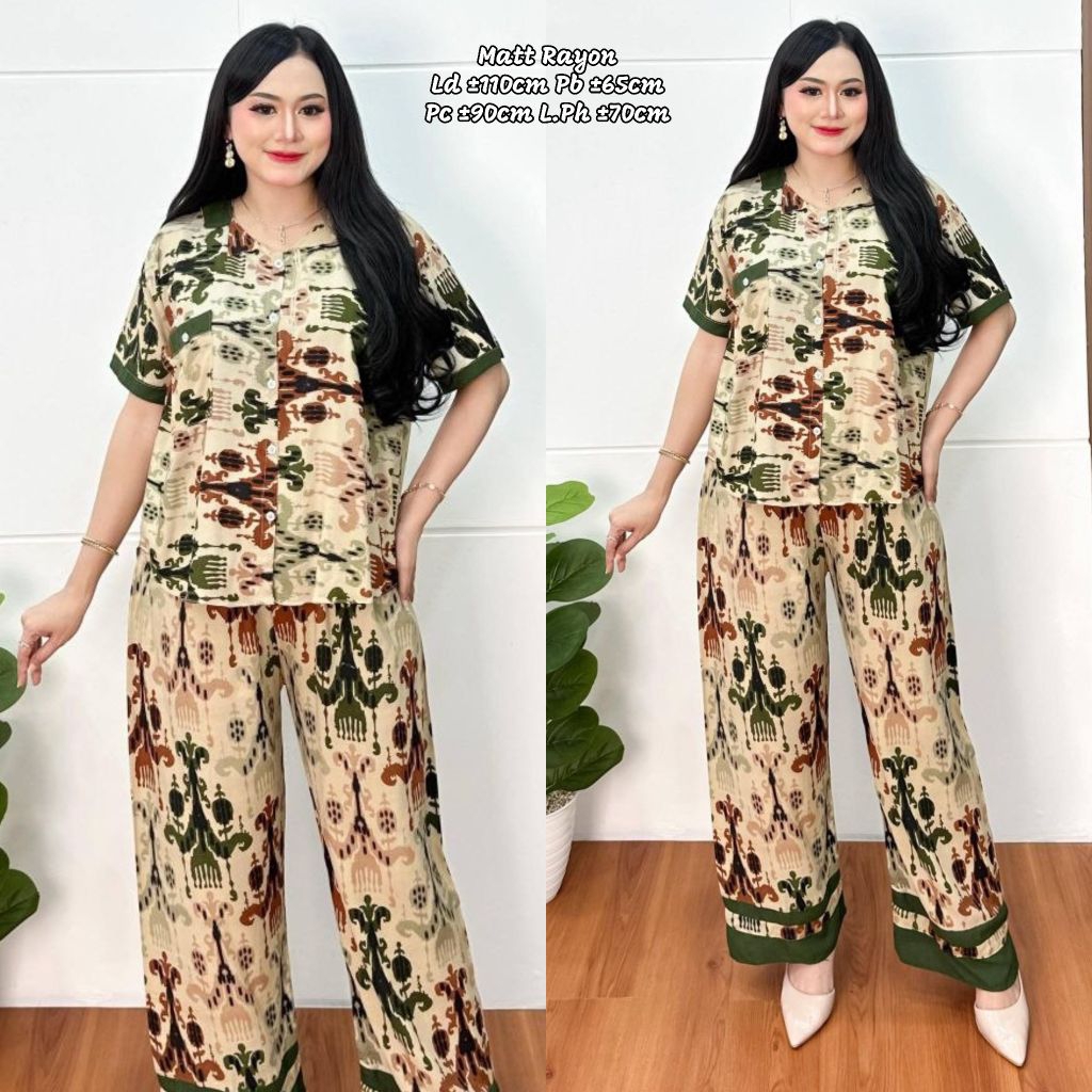 Setelan Wanita Rayon / Setelan Rayon Kancing / Setelan Wanita Rayon Terkini