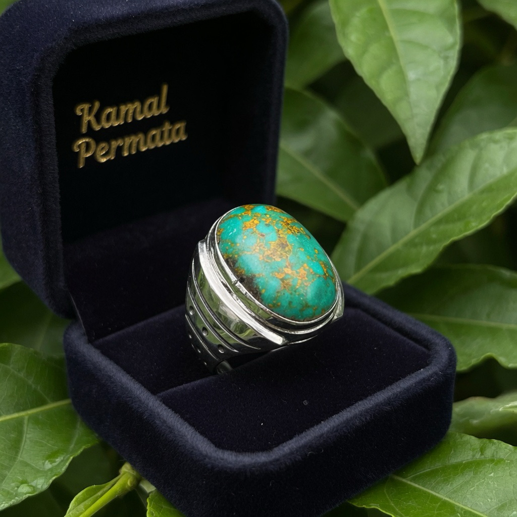 Cincin Batu Akik Pirus Persia Hijau Tourquoise