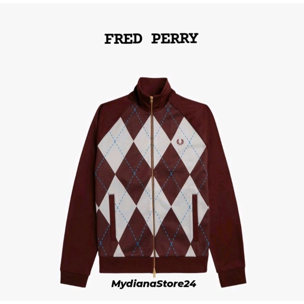 FRED PERRY - FRED PERRY ARGYLE TRACK JACKET  - OXBLOOD