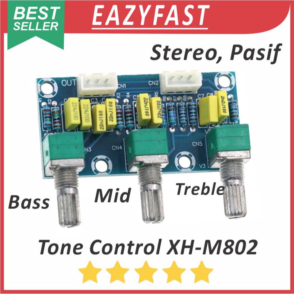 Modul Tone Control Pasif XH-M802 Stereo Equalizer Bass Treble LPF HPF Low Pass Filter Tune Pre Ampli