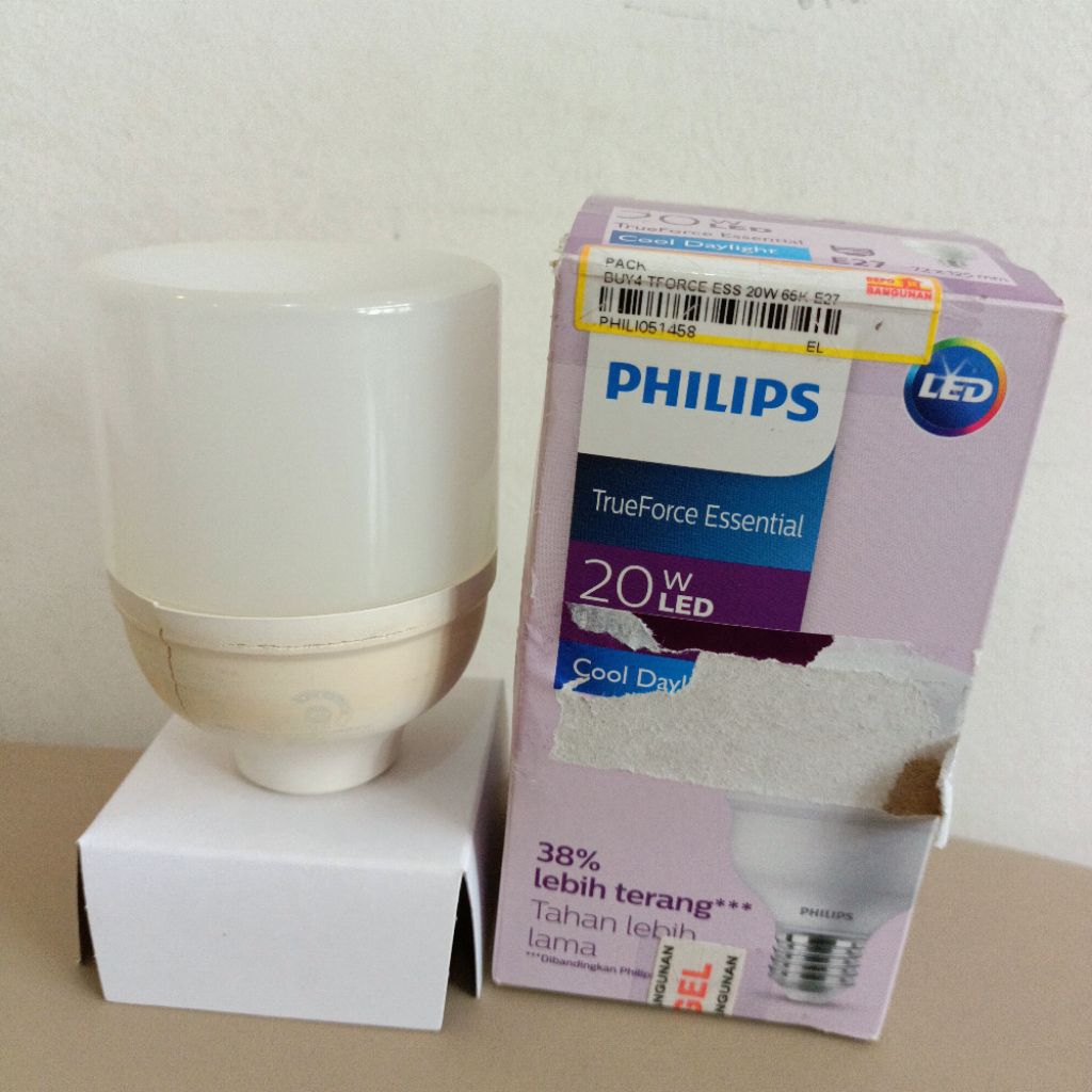 Lampu philips LED 20 watt PUTIH COOL DAYLIGHT True Force Essential PRELOVED