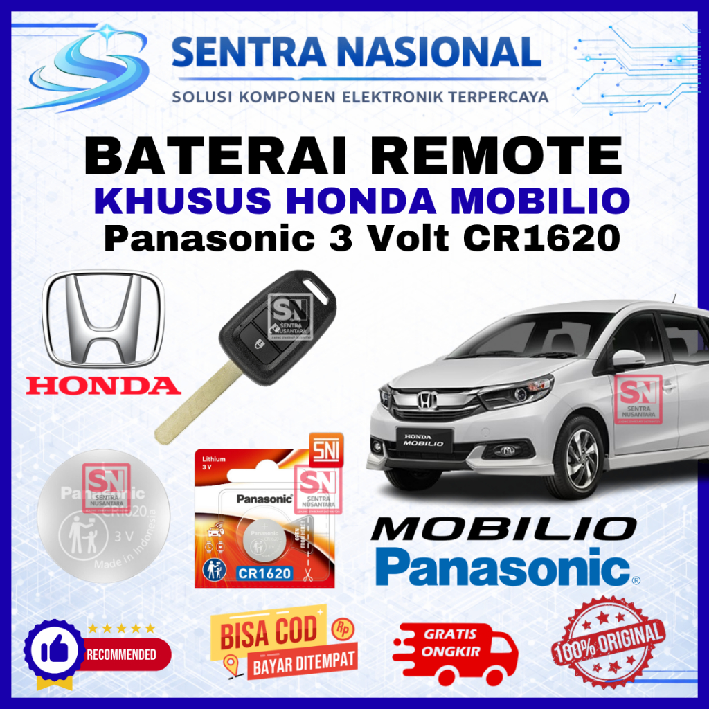 BATERAI REMOTE HONDA MOBILIO ORIGINAL PANASONIC CR1620 | BATTERY REMOTE MOBILIO HONDA KUALITAS BAGUS