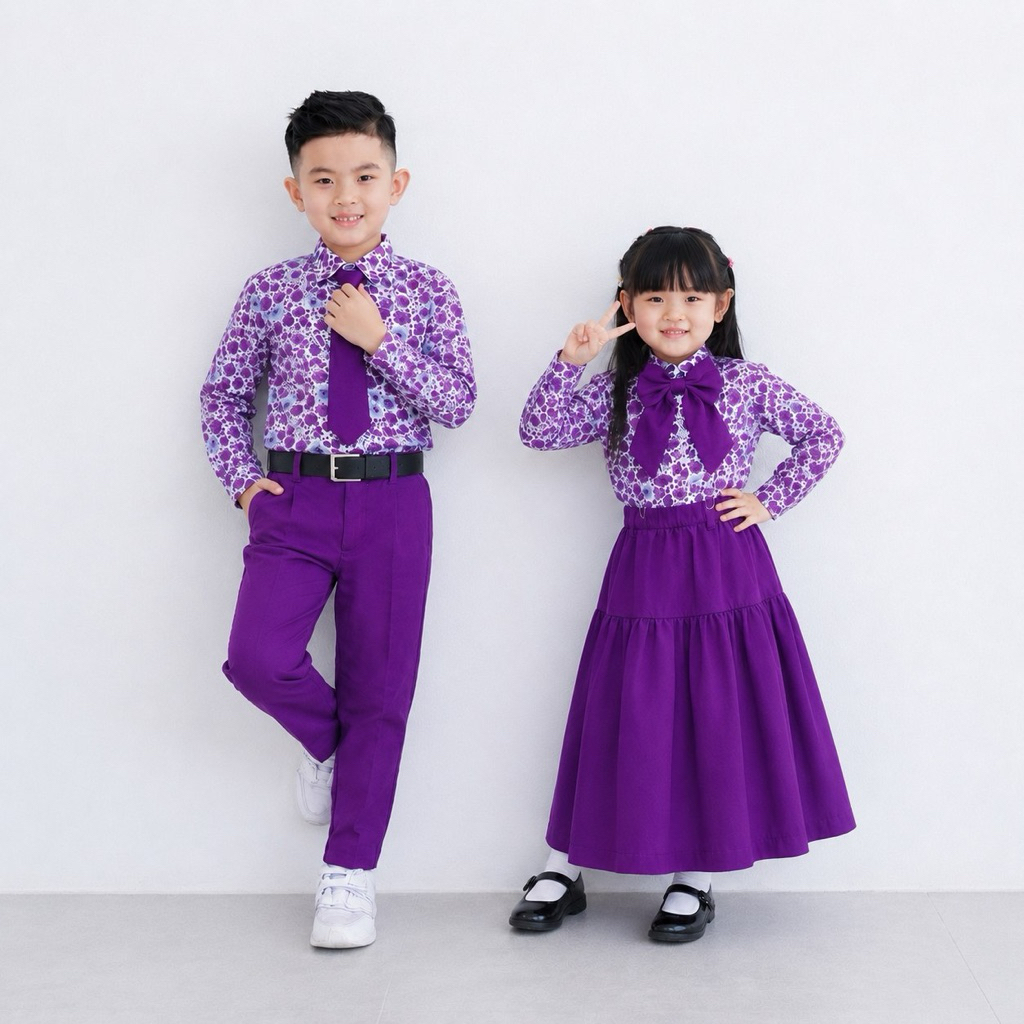 Seragam Batik Paud Ungu Baju Batik Anak TK Setelan Seragam Sekolah Batik PAUD
