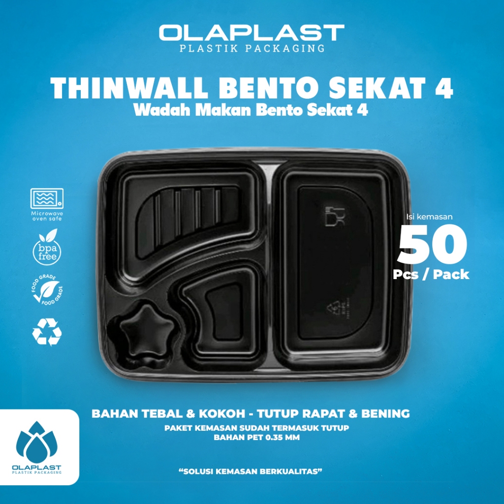 Mika Bento 4 Sekat Tebal / Tray Bento 4 Sekat
