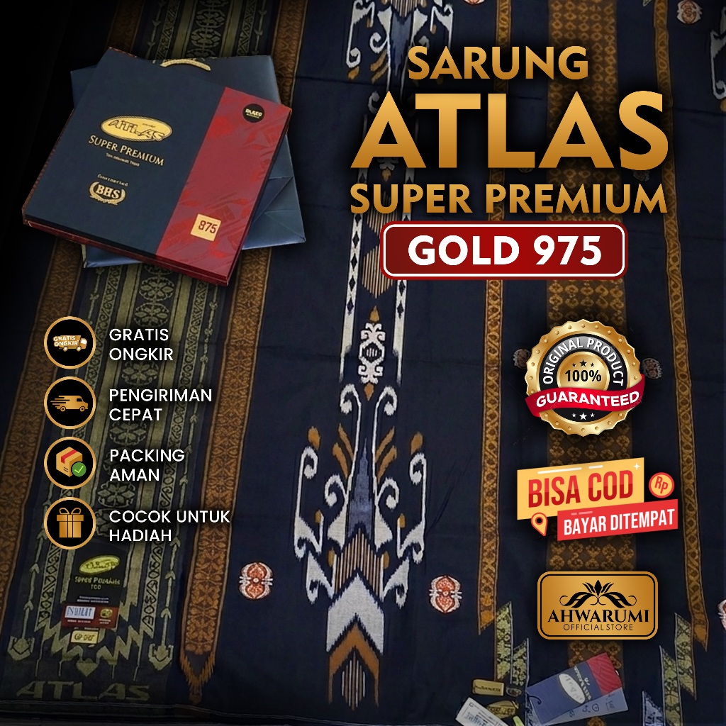 Sarung Atlas Super Premium Gold 975 Motif BHS