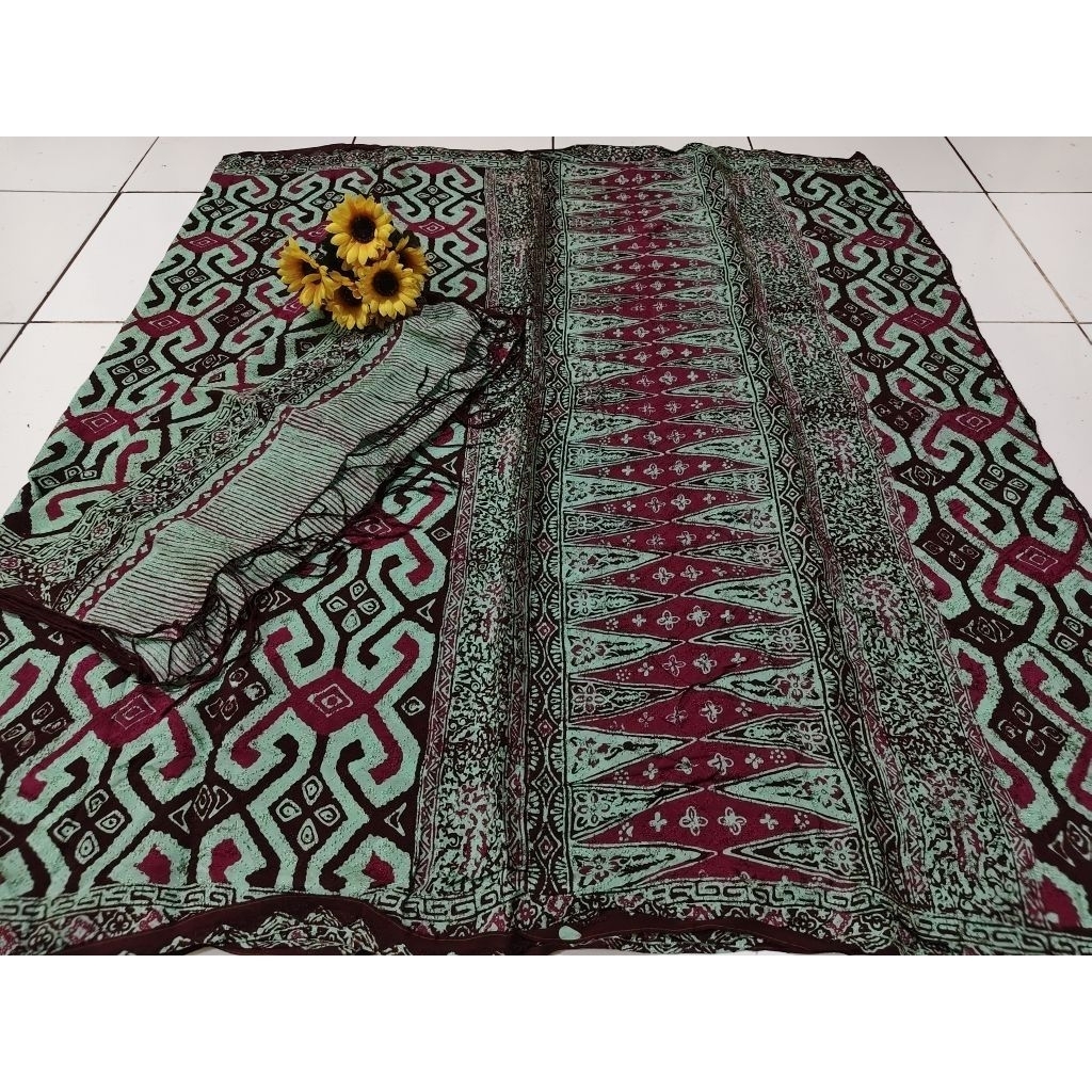 kain batik cap asli Cirebon set selendang kecil