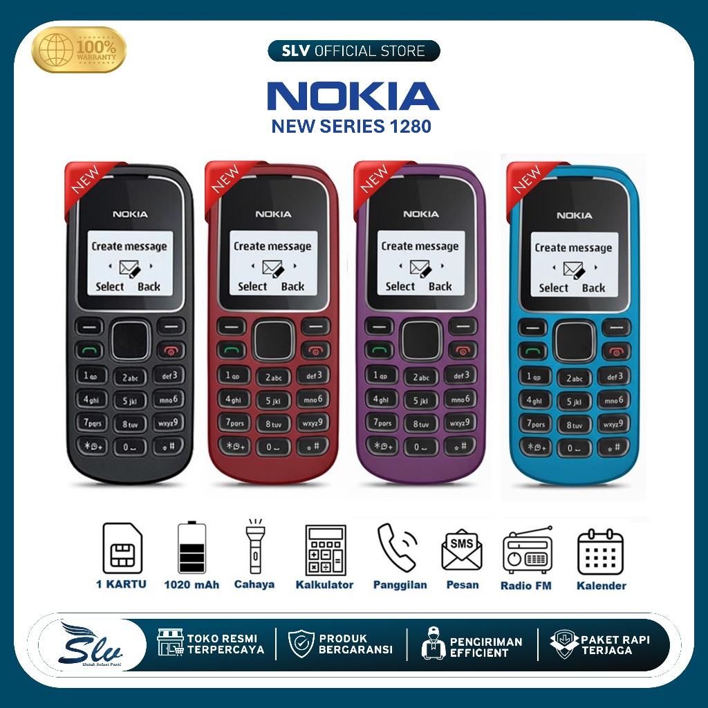 BARU/GRESS Nokia 1280 New Reborn HP Jadul Original Feature Phone untuk Orang Tua hp murah