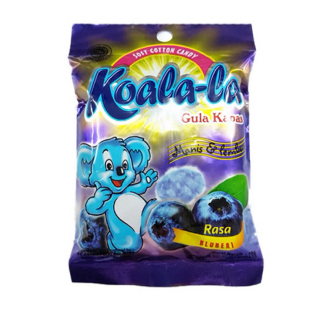 Koala-la Permen Gula Kapas Blueberi Gulali Koala 10g Snack Jadul