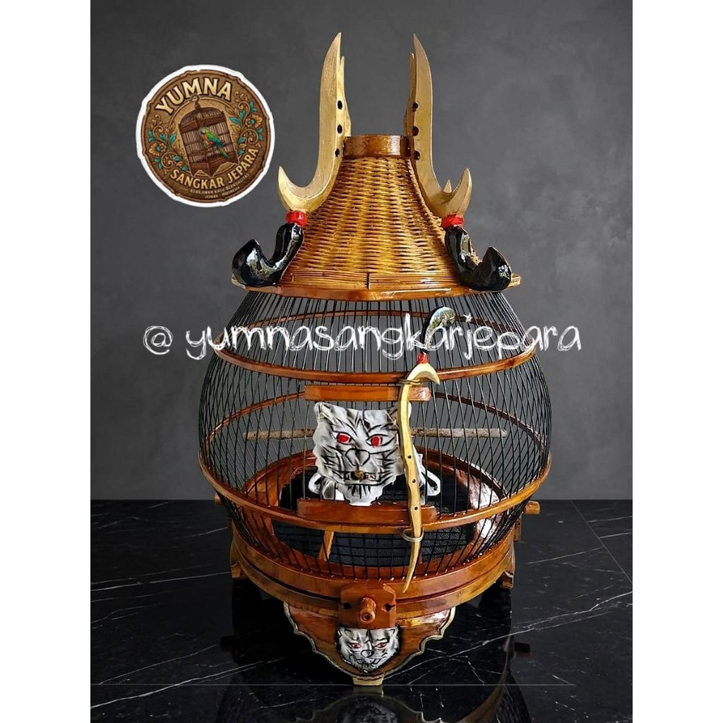 Sangkar Perkutut Kujang Motif macan putih