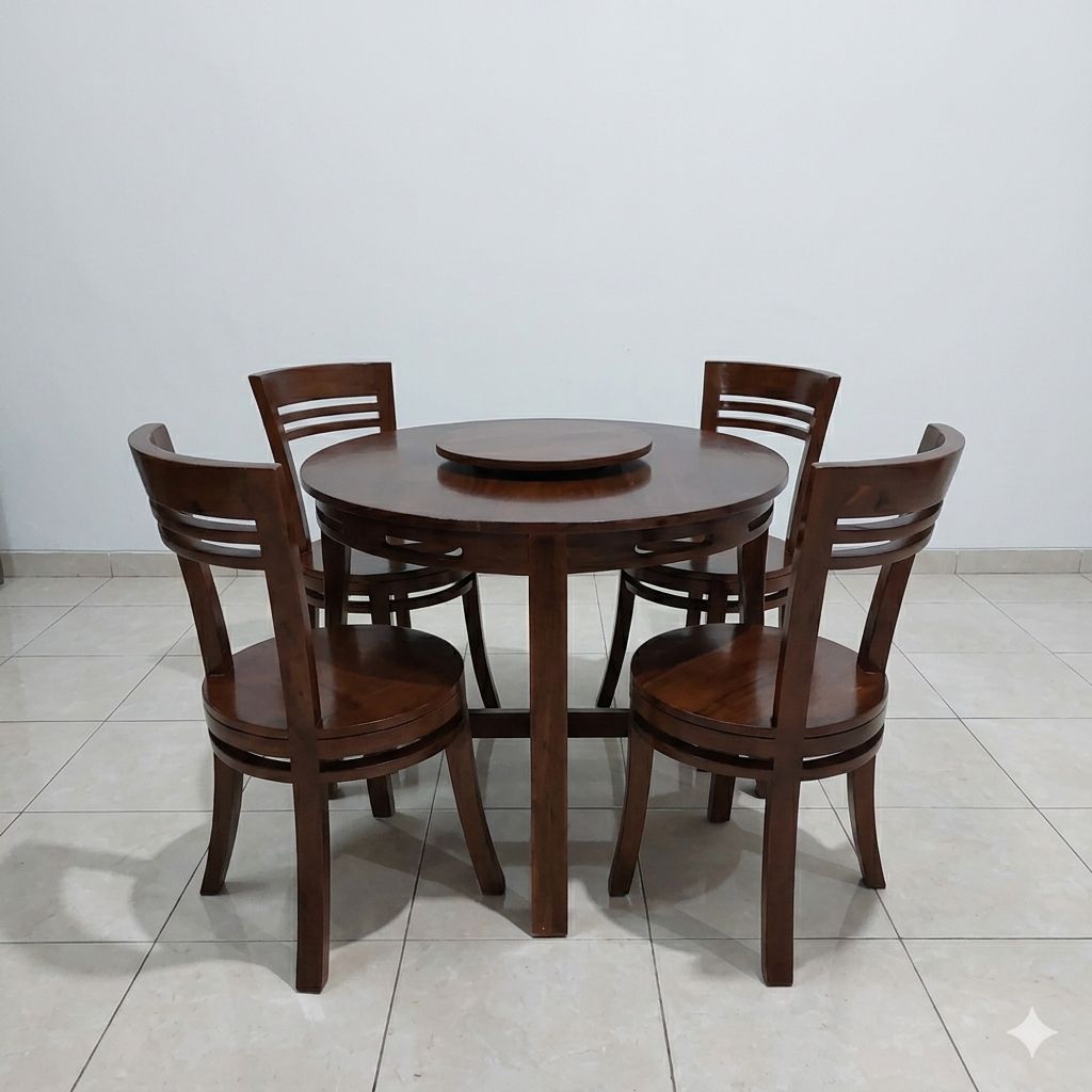 Meja makan kayu putar meja makan minimalis meja makan bulat