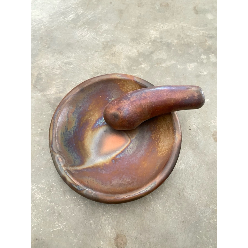 cobek layah+muntu/ulegan gerabah tanah liat D20cm