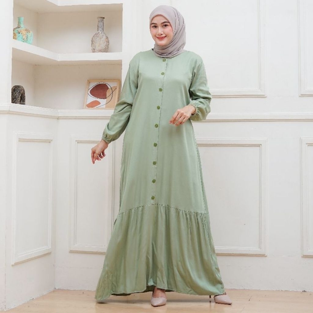 Gamis ibu ibu terbaru crinkle air flow kekinian model rempel bawah
