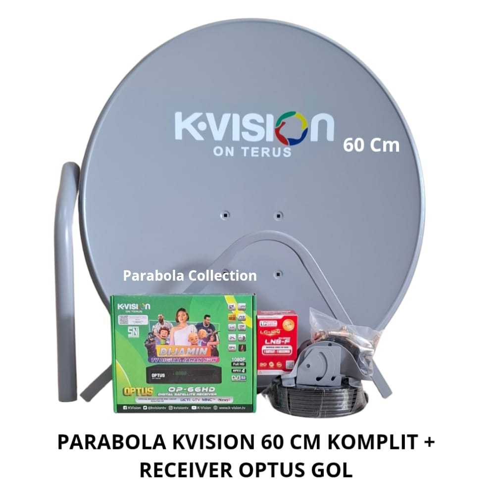 Parabola Kvision 60 cm Komplit Receiver Optus 66 HD