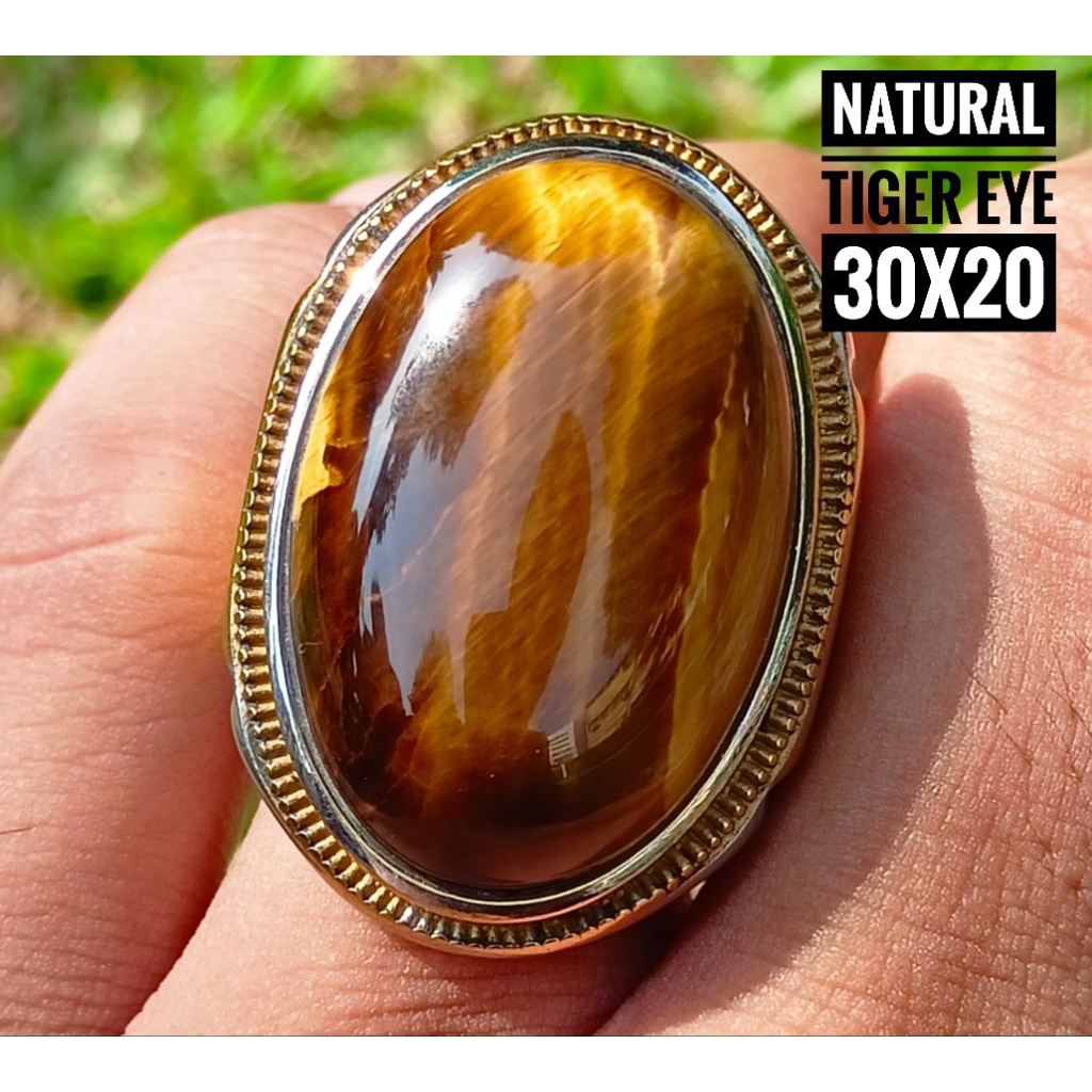 CINCIN BATU AKIK NATURAL TIGER EYE JUMBO TOP QUALITY