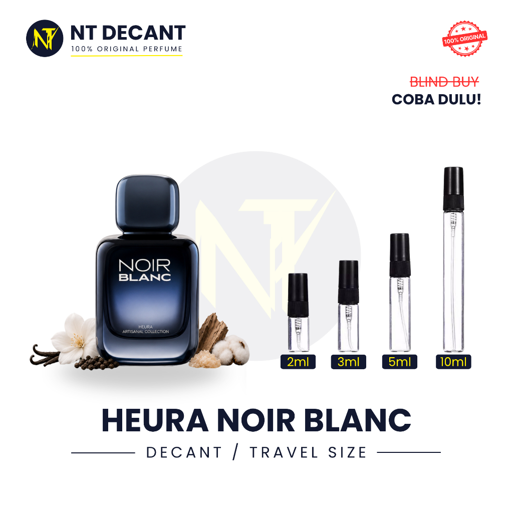 [Gratis 1ml] Decant Parfum Heura Noir Blanc Original 2ml 3ml 5ml 10ml Travel Size Parfum
