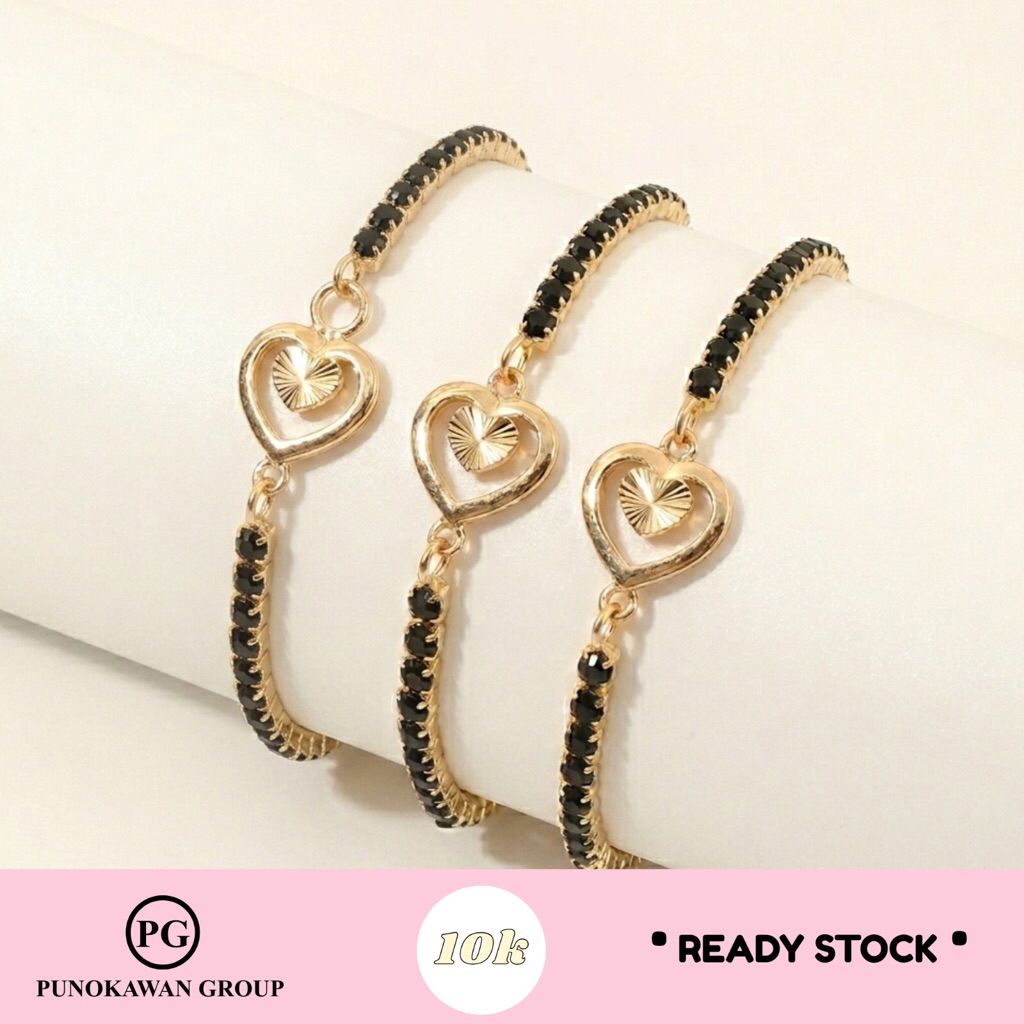 GELANG TALI LOVE EMAS VARIASI ROMA HITAM