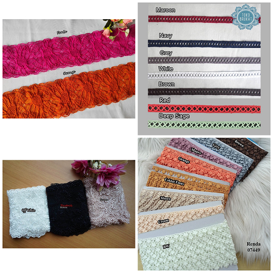 [SALE] Lace / Kain Renda Bordir / Renda Giper / Renda Katun / Renda Premium All Motif 1 (Per Roll - 