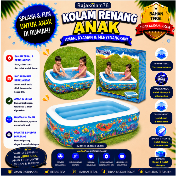Bestway Swimming Pool 54120 Kolam Renang Anak dan Dewasa Besar 229 cm