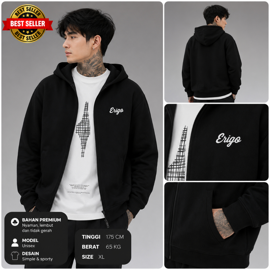 JAKET ZIPPER ERIGO PRIA OVERSIZE/JUMBO ALL ZISE S M L XL XXL XXXL 4XL 5XL