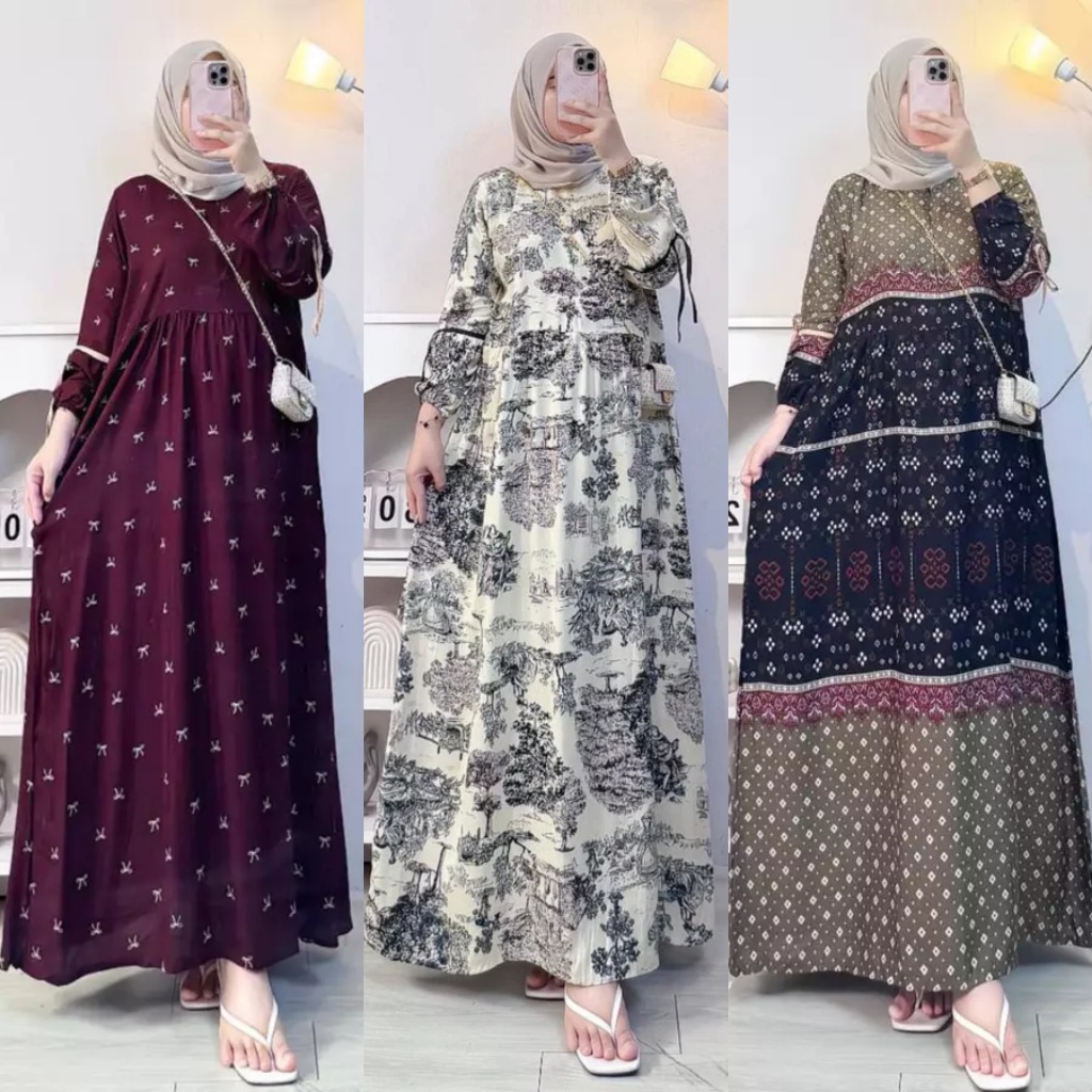 Gamis Pita Anjani - Dress Anjani Rayon Diamond | Gamis Wanita | Gamis Motif