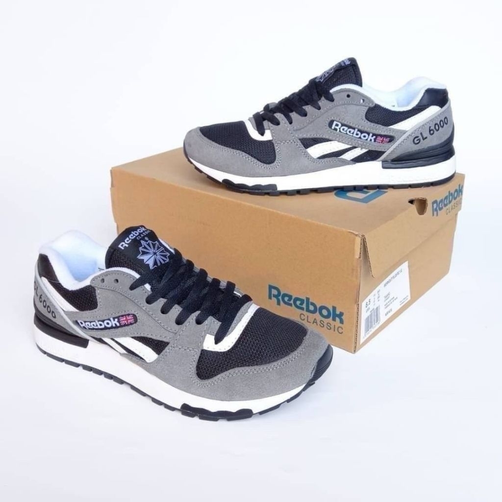 Reebok GL 6000 Grey White Black Sepatu Sneakers