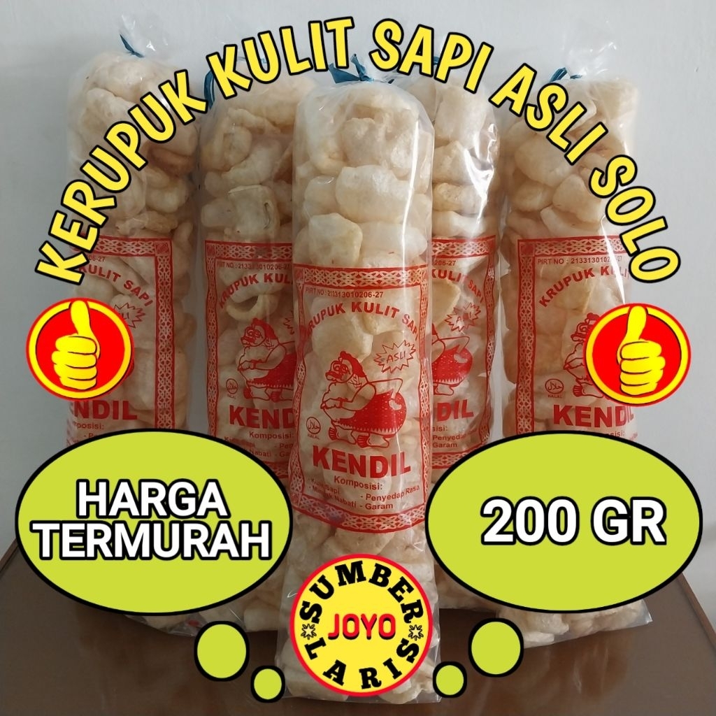 INSTANT, TERMURAH, GRATIS ONGKIR / AGEN KERUPUK RAMBAK KULIT SAPI CAP KENDIL KHAS SOLO / DOROKDOK / 