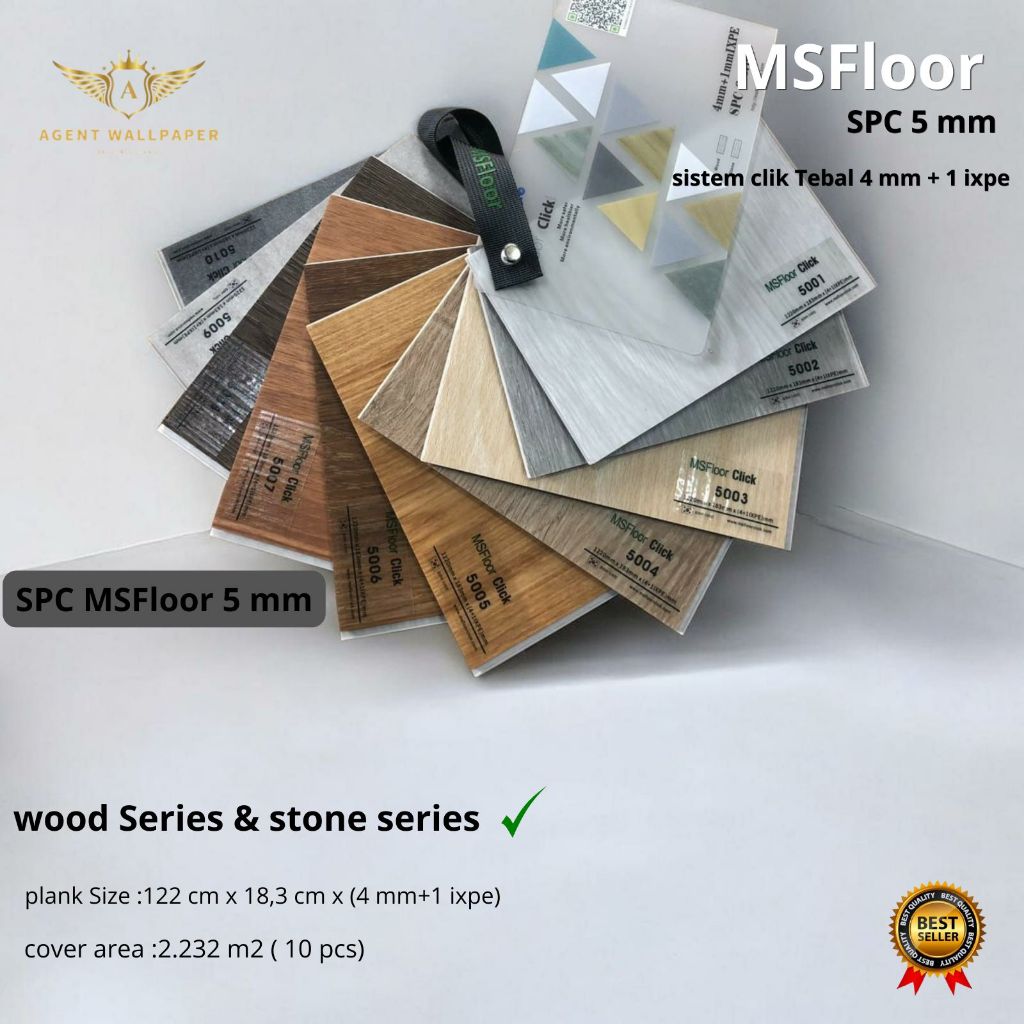 LANTAI SPC MS FLOOR 5MM FLOORING SPC 4+1mm UNDERLAYER MSFLOOR
