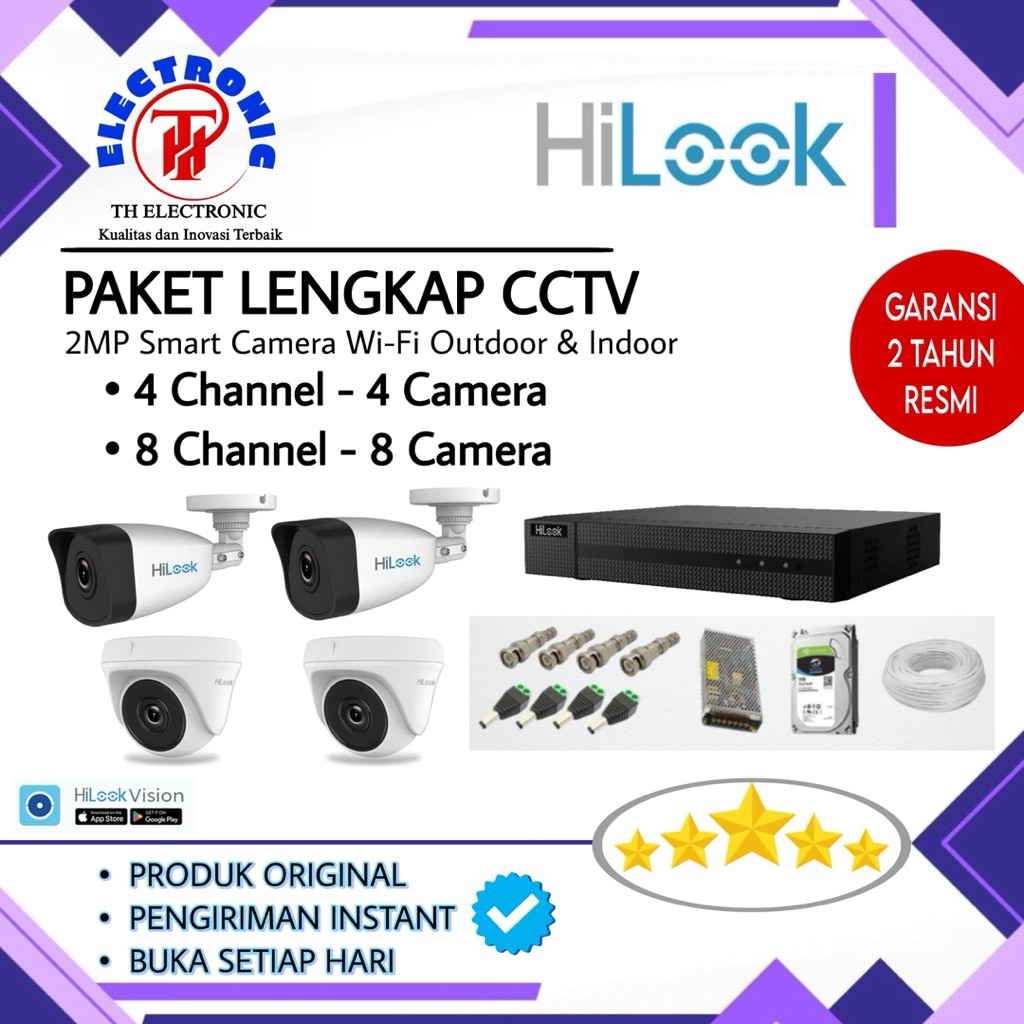 PAKET CCTV HILOOK 4 CHANNEL 4 KAMERA LENGKAP HARDISK PAKET CCTV 8 CHANNEL 8 KAMERA GARANSI RESMI