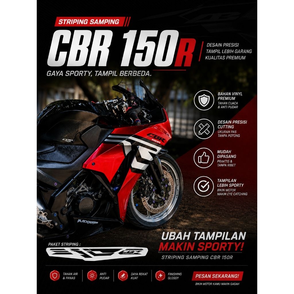 striping cbr k45a lokal warna hitam silver