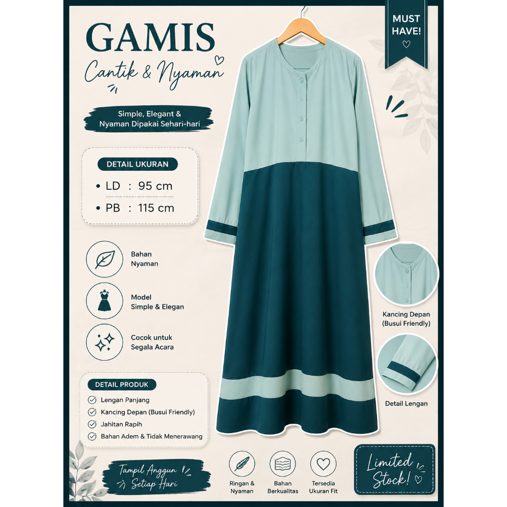 PL Gamis Hijau Mint Emerald