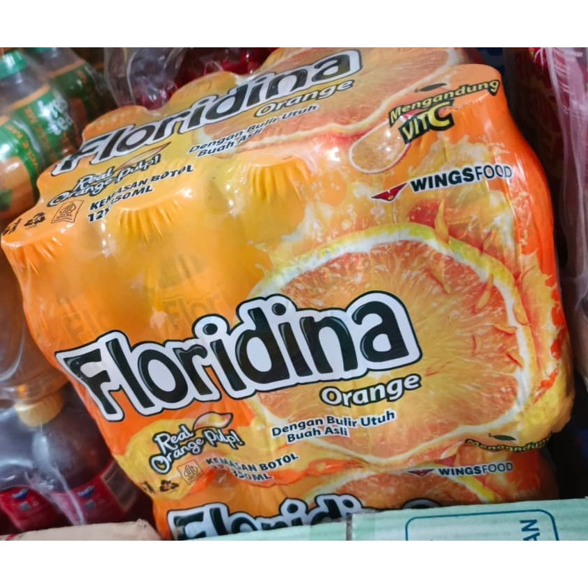 Floridina Jeruk Orange Kelapa Coco 1 Dus isi 12botol 350ml Minuman Segar Rasa Jeruk Kelapa