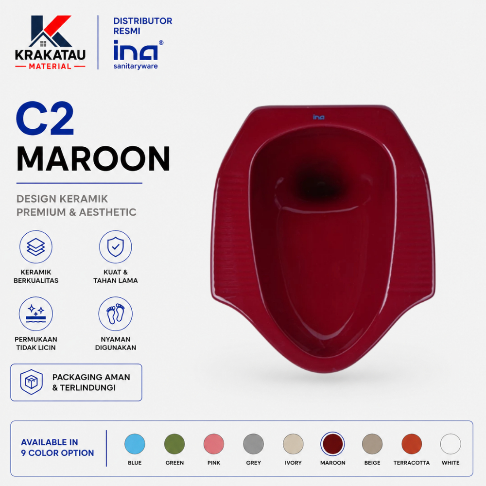 Wc Jongkok Ina | Wc Duduk | Distributor Resmi Ina | C2 Maroon - Krakatau Material