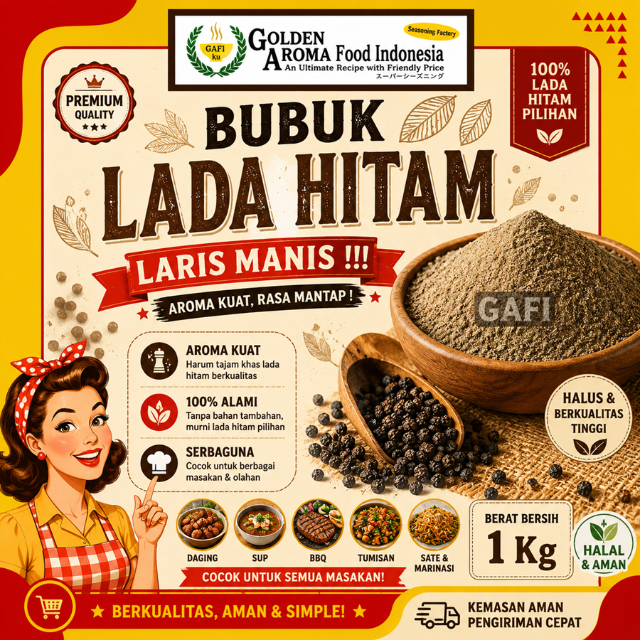 Bubuk Lada Hitam 1 Kg Black Pepper Powder Serbuk Lada Hitam Bubuk Asli 1Kg Golden Aroma