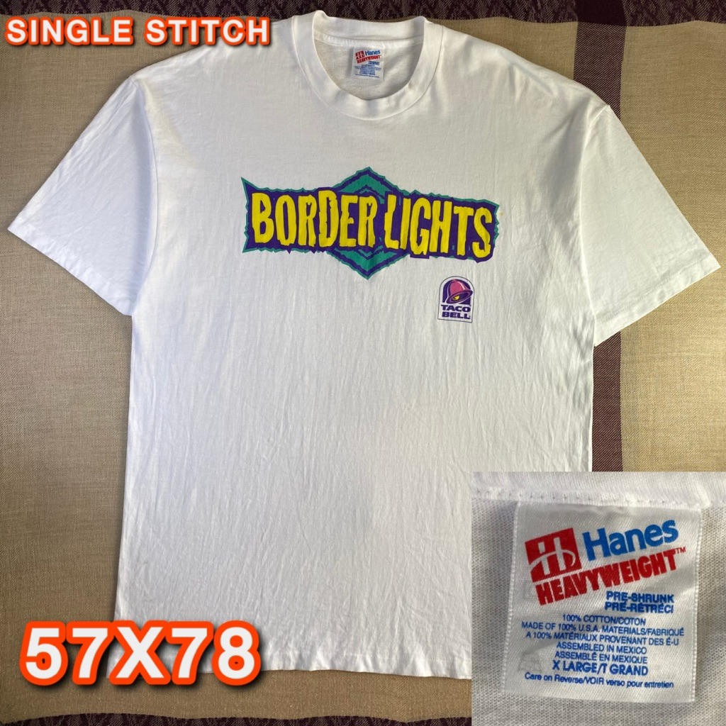 Vintage 90s Taco Bell Border Lights T-Shirt - Hanes Heavyweight single stitch original second