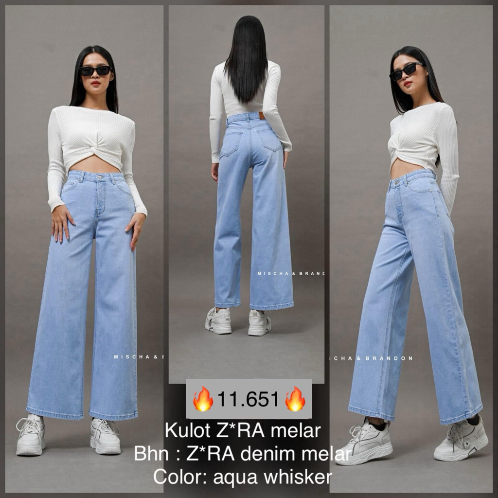 JEA JEANS BF HAREEM BKK- Celana Kulot Z*ra Denim (11.649) Dark Whisker Bahan Z*ra Melar Nyaman Dipak
