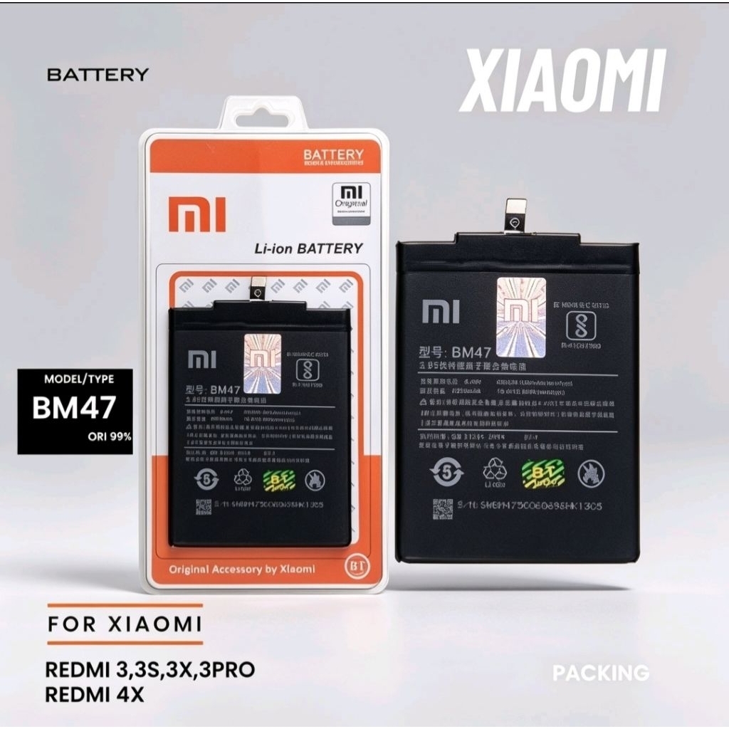 BM47 / Baterai Batre Premium 100% Redmi 3 Redmi 3S Redmi 4X Baterai Batre Original - BM47